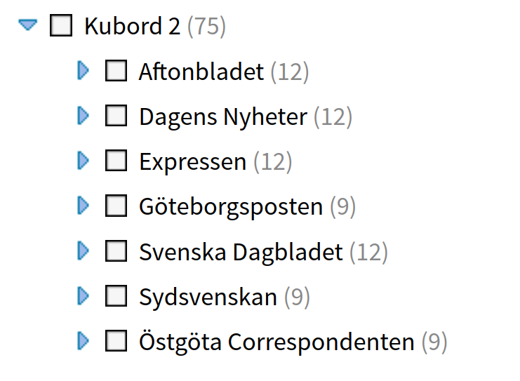 Kubord 2 data available in the research tool Korp.
